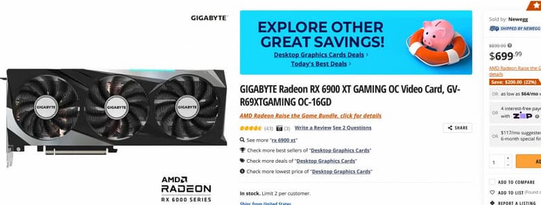 Ethereum растет, а цены на видеокарту продолжают падать. Radeon RX 6900 XT в США продают за 700 долларов – на 30% дешевле рекомендованной цены