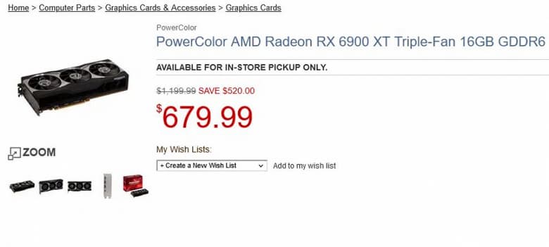 Флагманская видеокарта с 16 ГБ памяти за 680 долларов. Radeon RX 6900 XT подешевела до минимума в США