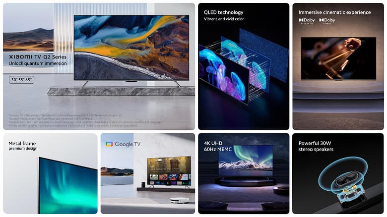 Современный 50-дюймовый QLED 4К-телевизор с Google TV за 600 евро. Представлены Xiaomi TV Q2