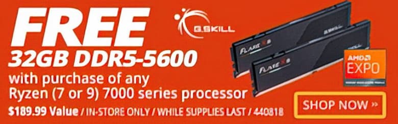 Аттракцион неслыханной щедрости. В США покупателям процессоров Ryzen 7000 дают бесплатно память DDR5 объемом 32 ГБ