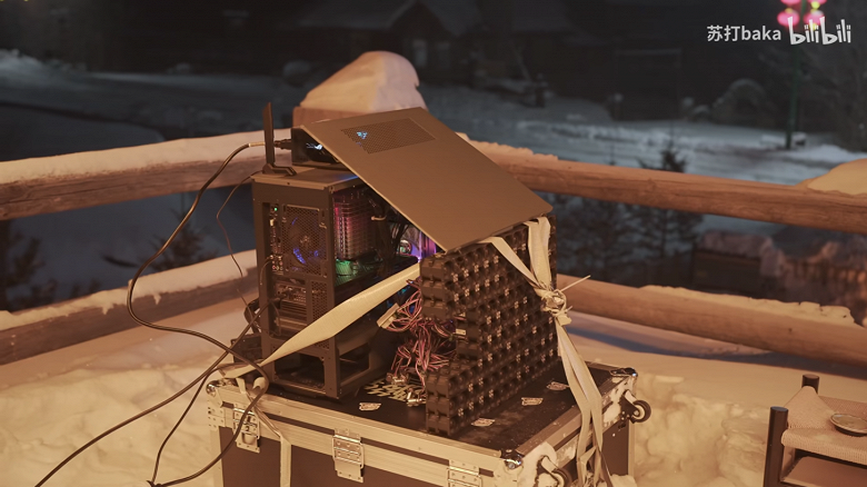 Xто будет, если ПК с Core i9-13900K и GeForce RTX 4090 выставить на улицу при 50-градусном морозе. Китаец из Мохэ провёл такой эксперимент