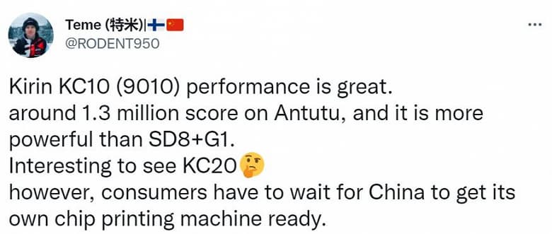 Huawei рано списывать со счетов. У компании появилась собственная однокристальная система Kirin KC10 с производительностью как у Snapdragon 8 Gen 2