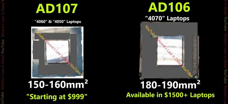 Nvidia, а когда бюджетные GeForce RTX 40 появятся для настольного сегмента? В Сеть попали фотографии младших GPU AD107/AD106 для мобильных RTX 4050/4060/4070 Nvidia, а когда бюджетные GeForce RTX 40 появятся для настольного сегмента? В Сеть попали фотографии младших GPU AD107/AD106 для мобильных RTX 4050/4060/4070