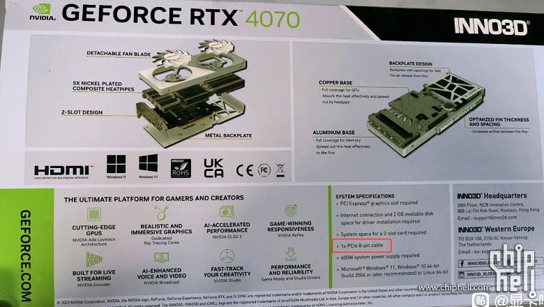 Первая двухвентиляторная видеокарта линейки GeForce RTX 40 и единственная со стандартным 8-пиновым разъемом питания. Рассекречена GeForce RTX 4070 Первая двухвентиляторная видеокарта линейки GeForce RTX 40 и единственная со стандартным 8-пиновым разъемом питания. Рассекречена GeForce RTX 4070