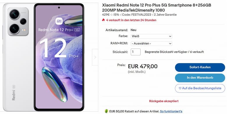 200-мегапиксельный Redmi Note 12 Pro+ подешевел в Европе почти на 20% – и это всего спустя неделю продаж