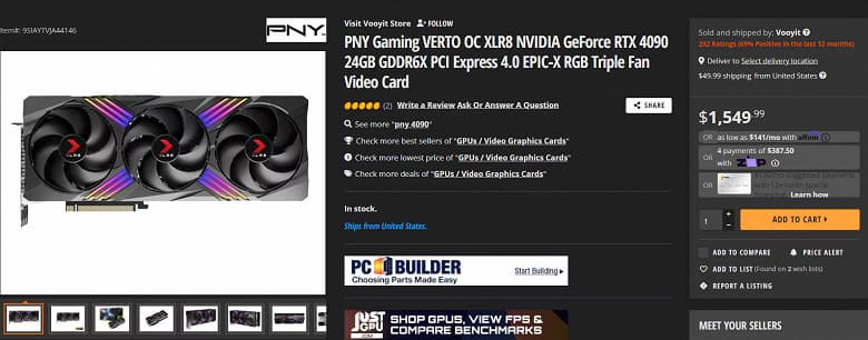 Это случилось: GeForce RTX 4090 и GeForce RTX 4080 продаются в США по ценам ниже рекомендованных