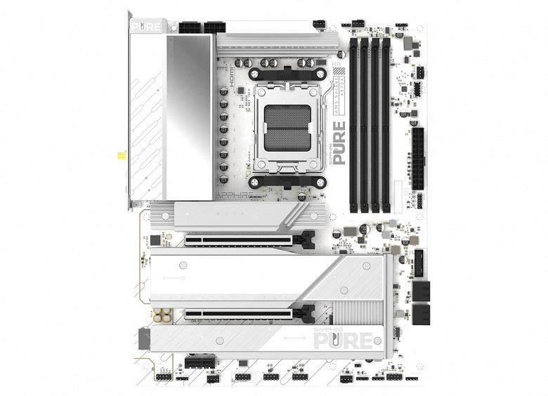В сети впервые показали белую версию флагманской материнской платы Sapphire Pure X870A WIFI7