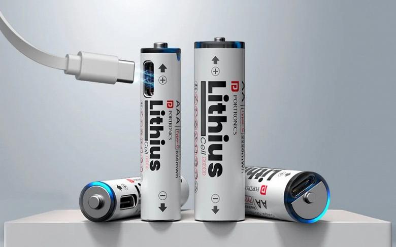 Вид аккумуляторов Lithius Cell USB-C от Portronics