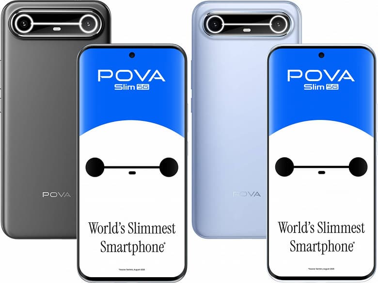 Самый тонкий и лёгкий смартфон с аккумулятором 5160 мАч. Представлен Tecno Pova Slim 5G c толщиной 5,95 мм и ценой всего 225 долларов