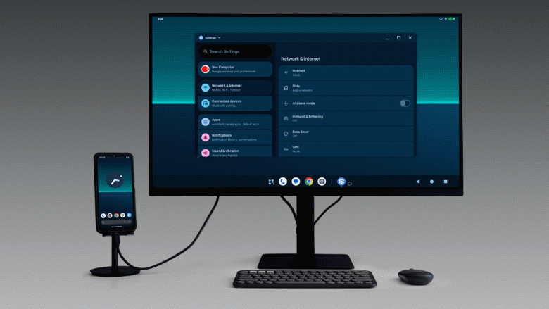 Демонстрация работы NexPhone в режиме настольного компьютера