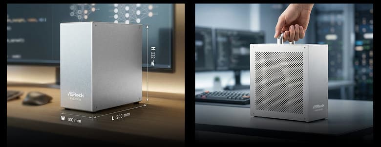 ASRock AI BOX-A395: мощный алюминиевый мини-ПК с ручкой для переноски