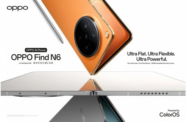 Инновационный шарнир и новое стекло позволили Oppo Find N6 практически полностью избавиться от складки на экране