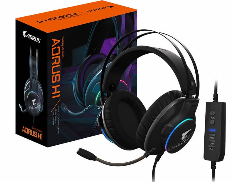 Игровая гарнитура Gigabyte Aorus H1 подключается по USB Игровая гарнитура Gigabyte Aorus H1 подключается по USB
