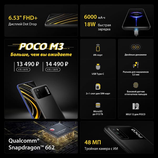 Xiaomi представила необычный бюджетный смартфон-долгожитель Poco M3 в России, по сниженной цене для самых шустрых 