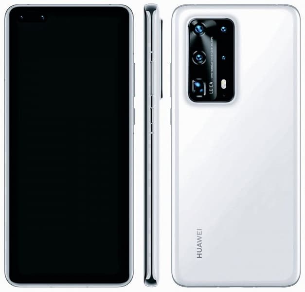 Huawei P40 Pro Plus 5G в белом цвете позирует на рендере в полный рост Huawei P40 Pro Plus 5G в белом цвете позирует на рендере в полный рост