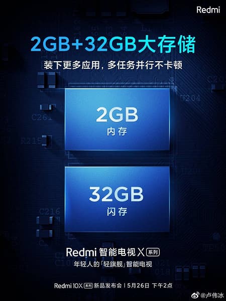 Телевизоры Redmi X получили 2/32 ГБ памяти и поддержку Dolby Audio