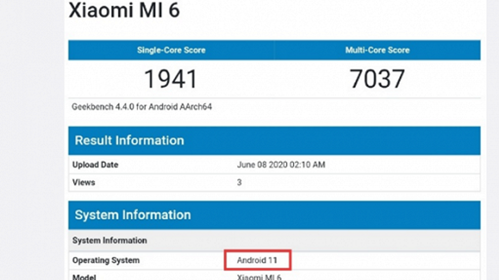 Трехлетний флагман Xiaomi Mi 6 уже получил Android 11