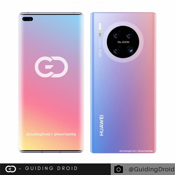 Практически безграничный экран, 55-кратный зум и квадрокамера. Новые рендеры Huawei Mate 40 Pro