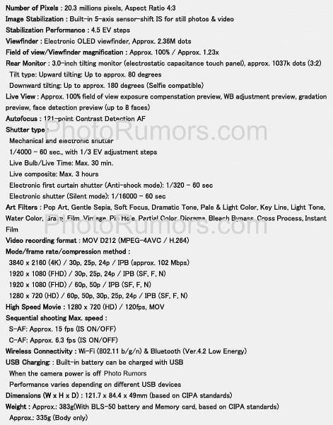 Стали известны спецификации камеры Olympus OM-D E-M10 Mark IV