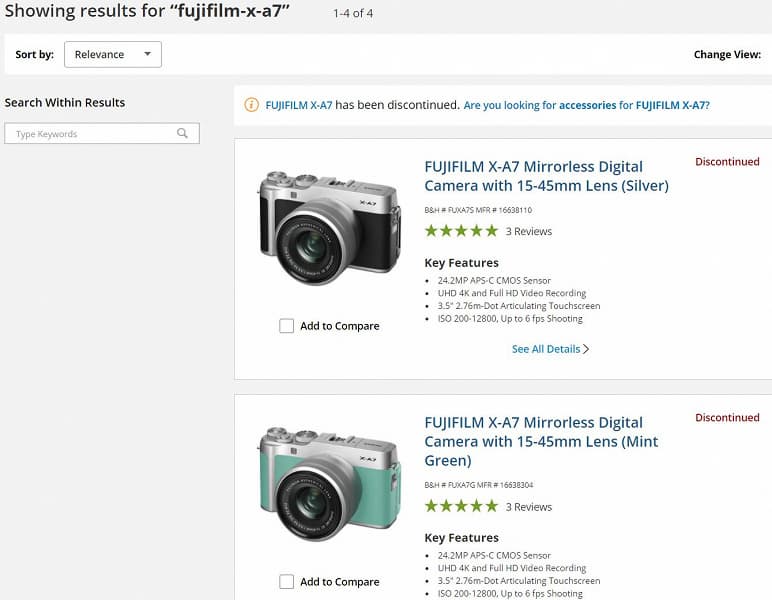 Камера Fujifilm X-A7 снята с производства
