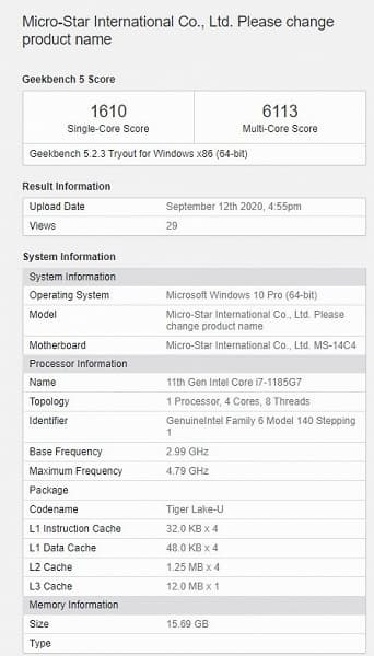 4-ядерный мобильный процессор Core i7-1185G7 обходит по производительности 10-ядерный настольный Core i9-10900K