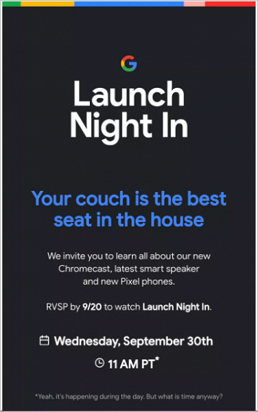 Официально: 30 сентября Google представит Pixel 5, новый Chromecast и умную колонку