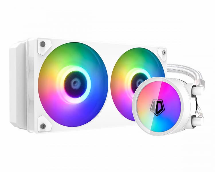 Все компоненты системы жидкостного охлаждения ID-Ice Flow 240 ARGB Snow окрашены белый цвет