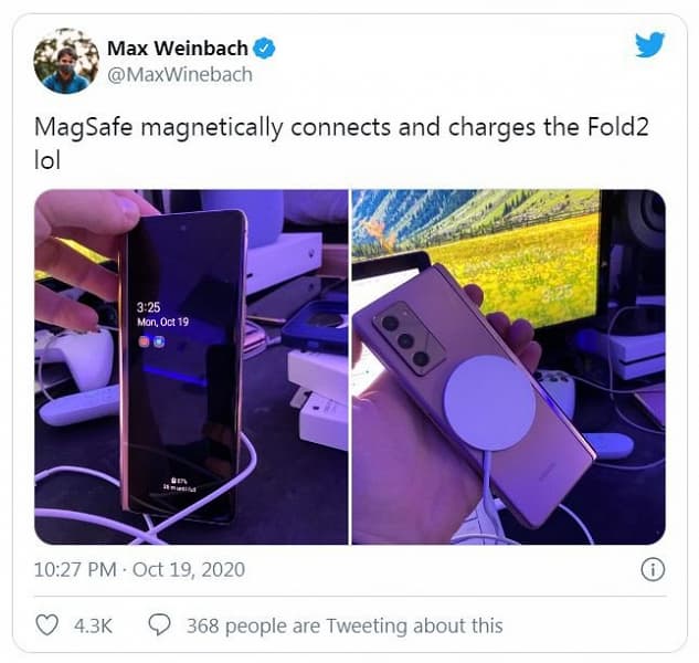 Беспроводное зарядное устройство Apple MagSafe работает с Galaxy Z Fold 2