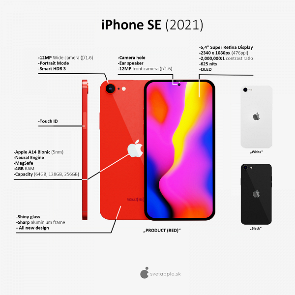 Как может выглядеть бюджетный iPhone SE Plus. Красивые изображения, новые подробности и цены