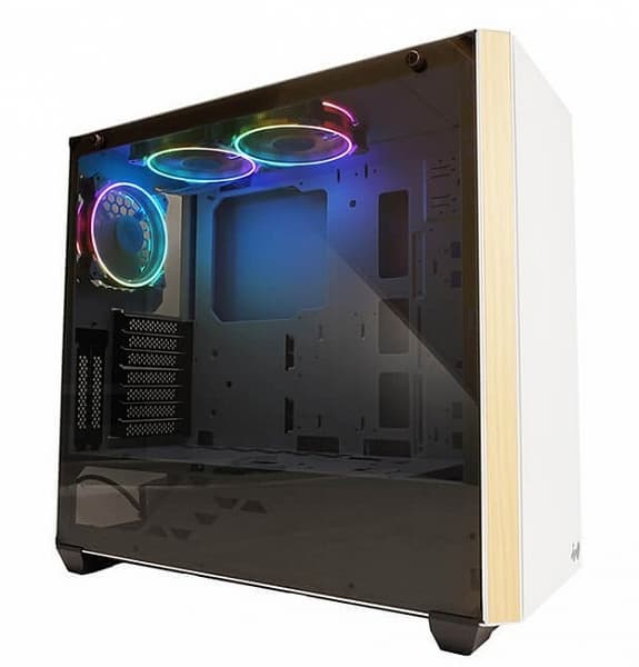 Оформление белого варианта корпуса In Win 216 включает элемент с текстурой дерева Оформление белого варианта корпуса In Win 216 включает элемент с текстурой дерева