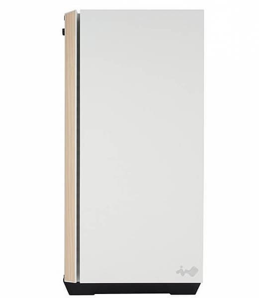 Оформление белого варианта корпуса In Win 216 включает элемент с текстурой дерева