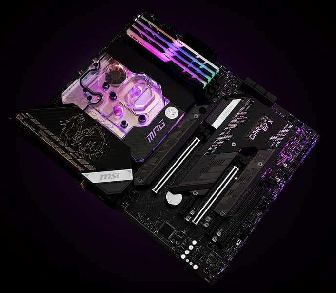 MSI MPG Z590 Carbon EK X — системная плата с водоблоком MSI MPG Z590 Carbon EK X — системная плата с водоблоком