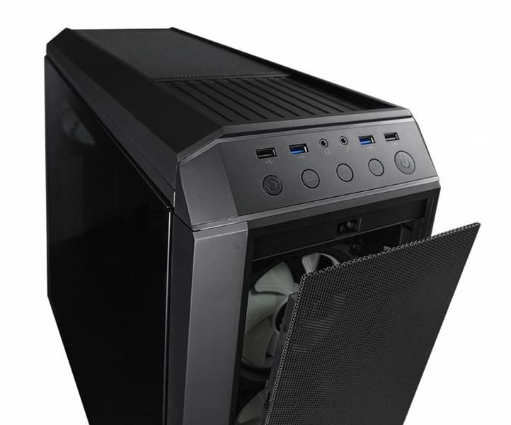 Боковая стенка корпуса Chieftec Stallion 3 изготовлена из закалённого стекла, а передняя и верхняя — из сетки