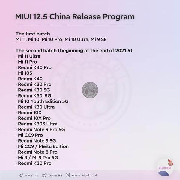 20 смартфонов Xiaomi и Redmi получат финальную версию MIUI 12.5 в мае. В их числе Redmi K20 Pro, Redmi K30, Redmi K40, Redmi 10X, Mi 9 Pro и Mi 10 Lite 20 смартфонов Xiaomi и Redmi получат финальную версию MIUI 12.5 в мае. В их числе Redmi K20 Pro, Redmi K30, Redmi K40, Redmi 10X, Mi 9 Pro и Mi 10 Lite
