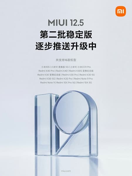 Xiaomi отчиталась о выпуске финальной MIUI 12.5 для смартфонов второй волны. В нее вошло 16 моделей