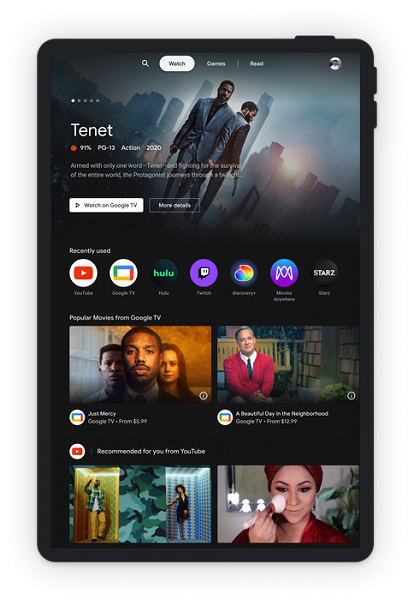 Google представила новый интерфейс для планшетов на Android в стиле Google TV