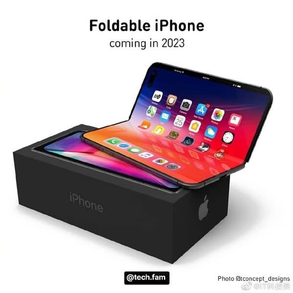 Возможный складной iPhone показали на рендерах – с врезанной фронтальной камерой и датчиками системы FaceID