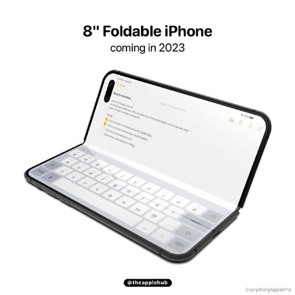 Возможный складной iPhone показали на рендерах – с врезанной фронтальной камерой и датчиками системы FaceID