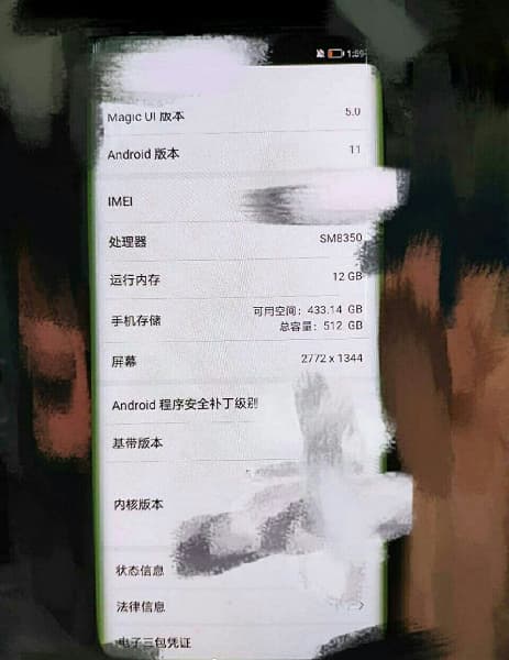 Смартфон Honor со Snapdragon 888 и 512 ГБ памяти засветился вживую