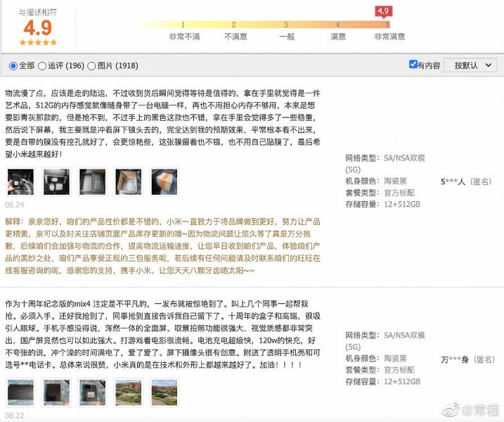 Покупатели дефицитного Xiaomi Mix 4 очень довольны своим выбором