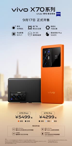 Оптика Zeiss, 50 Мп и 5-кратный оптический зум, топовый экран AMOLED, Snapdragon 888 Plus, IP68 и 55 Вт за 850 долларов. Стартовали продажи новых флагманов Vivo — X70 Pro и X70 Pro+