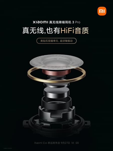 Xiaomi показала беспроводные наушники Mi True Wireless Earphones 3 Pro изнутри. Обещано качество звука уровня Hi-Fi