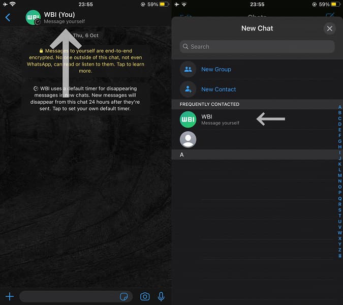 Напиши мне, напиши: WhatsApp получил функцию, которя позволяет отправлять сообщения самому себе. Но такое уже есть в Telegram