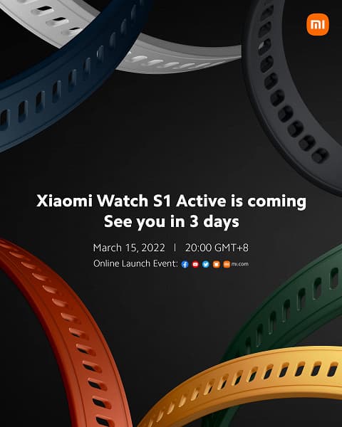 Умные часы Xiaomi Watch S1 Active выходят 15 марта Умные часы Xiaomi Watch S1 Active выходят 15 марта
