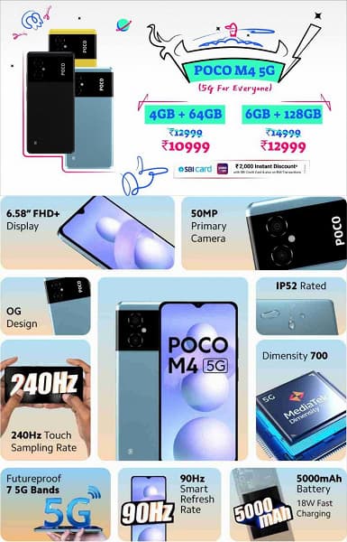 5000 мА·ч, 50 Мп и 90 Гц за 170 долларов. Представлен Poco M4 5G