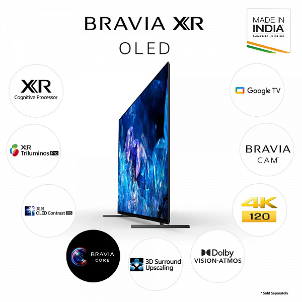 Представлены топовые телевизоры Sony Bravia XR OLED A80K