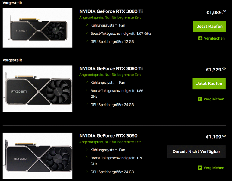 Nvidia официально снизила стоимость своих топовых видеокарт в Европе. GeForce RTX 3090 Ti Founders Edition разом подешевела на 920 евро