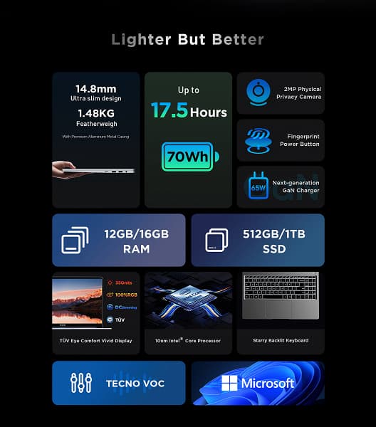 Представлен Megabook T1 – это первый ноутбук Tecno