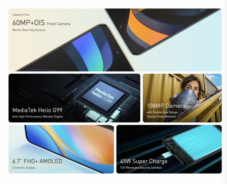 Первый смартфон с 60 Мп, OIS и автофокусом на фронтальной панели. Представлен Infinix Zero 20