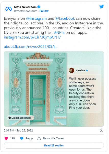 Meta* позволила пользователям Facebook и Instagram подключать свои кошельки и обмениваться NFT